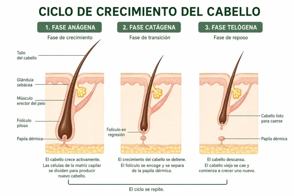 Fases de crecimiento del cabello