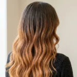 Melena castaña con raíz fría y puntas anaranjadas por oxidación del color
