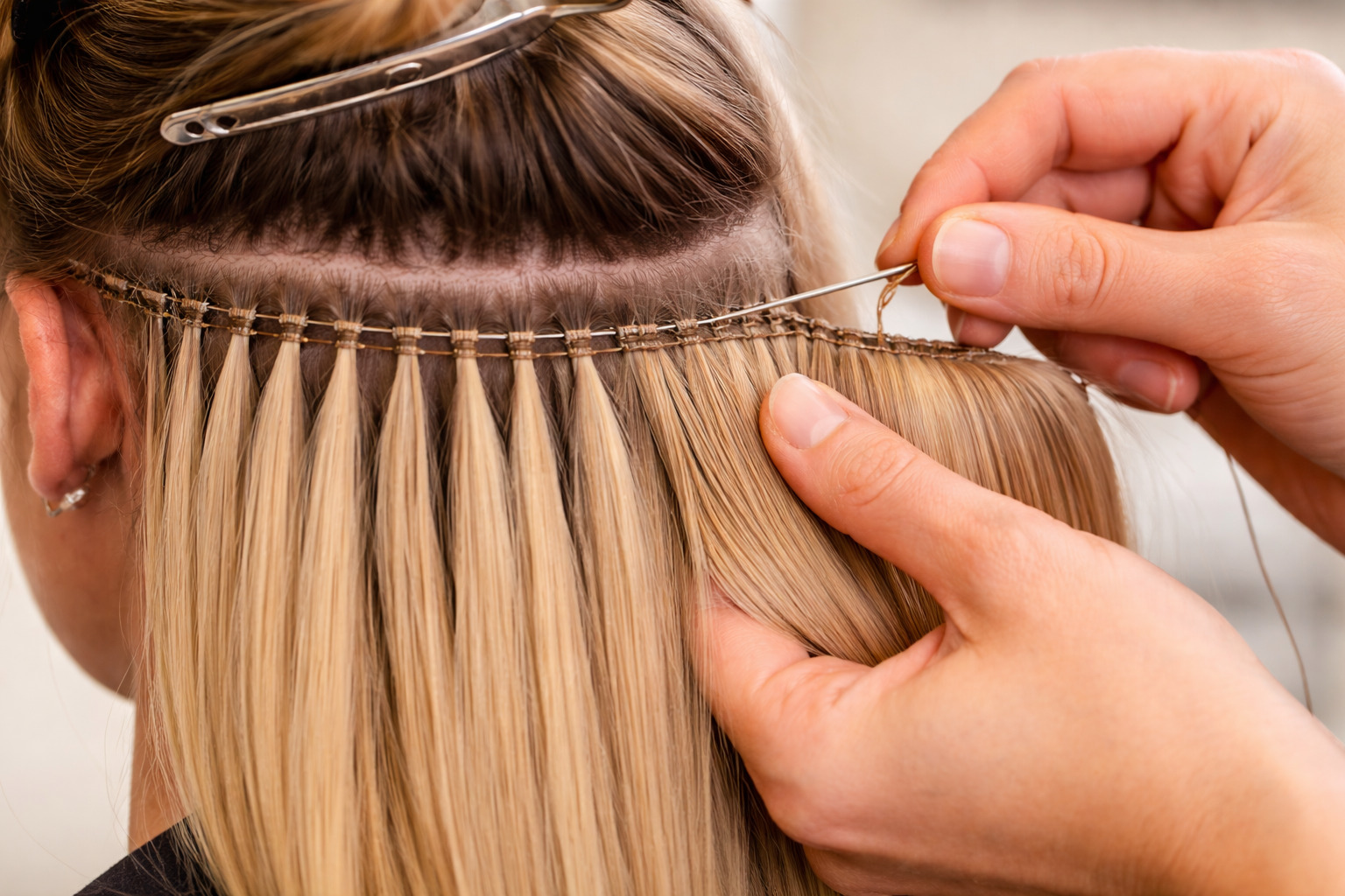 Extensiones de pelo cosidas